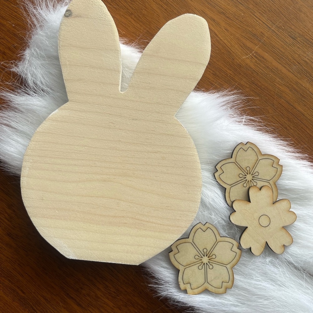 Tan Rustic Easter Bunny and Flower Decor